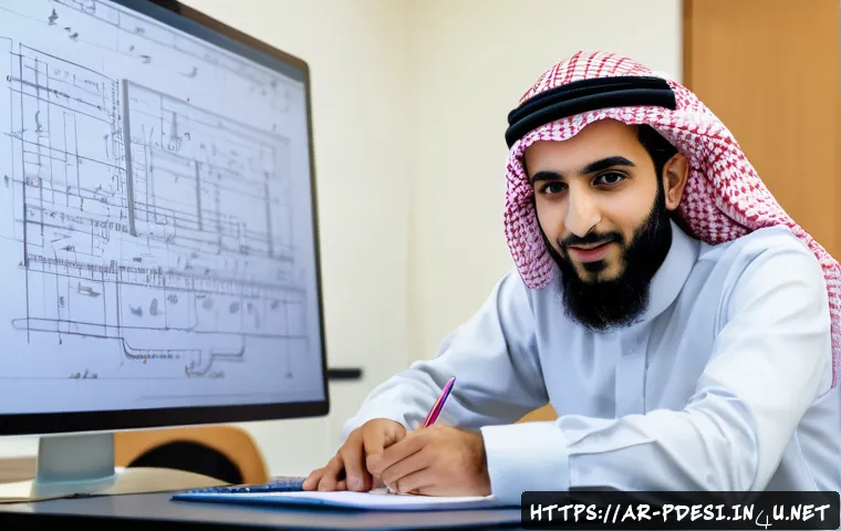 제품디자인 실기 시험에서 주의할 점 - A detailed scene of an Arab design student sitting at a well-organized desk during a product design ...