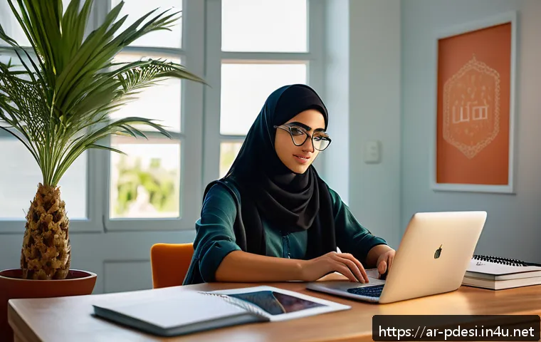 제품디자인 자격증 준비 일정 관리법 - A modern Arab student studying product design in a cozy, well-lit home office decorated with Arabic ...