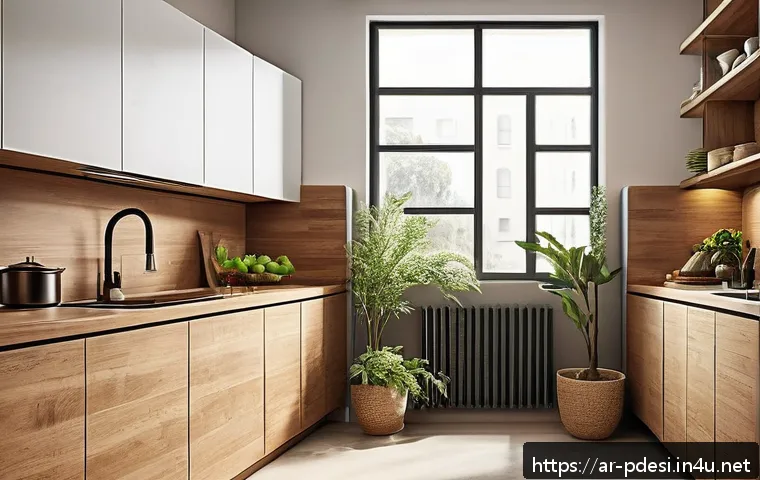 제품디자인 분야에서의 트렌드 변화 - A modern, eco-friendly kitchen setup featuring household appliances made from recycled and biodegrad...